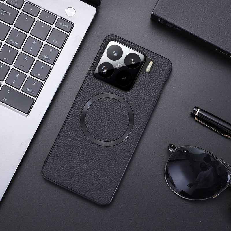 For-Xiaomi-15-CD-Magsafe-Magnetic-Litchi-Texture-Phone-Case(Black)