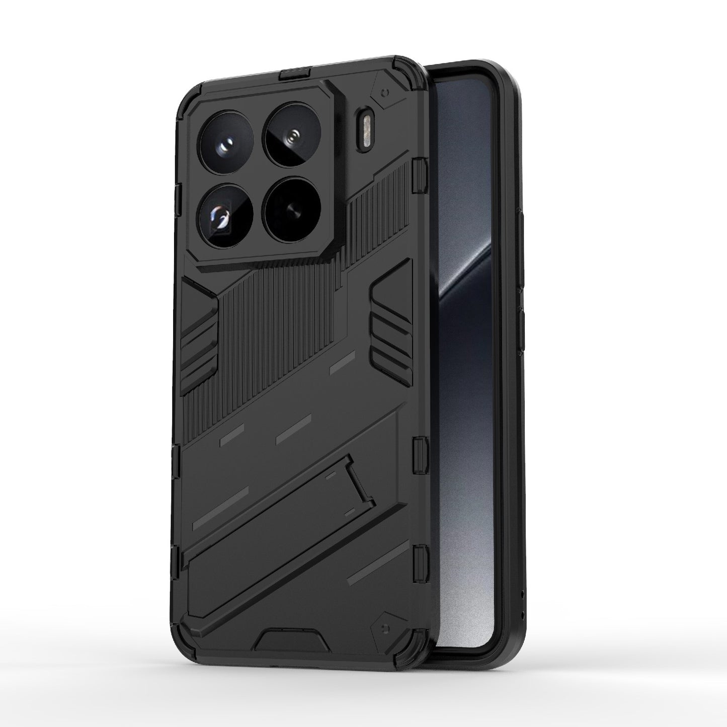 For-Xiaomi-15-Pro-5G-Punk-Armor-2-in-1-PC-+-TPU-Phone-Case-with-Holder(Black)