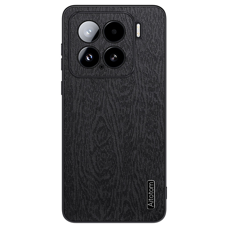 For-Xiaomi-15-Tree-Bark-Leather-Shockproof-Phone-Case(Black)