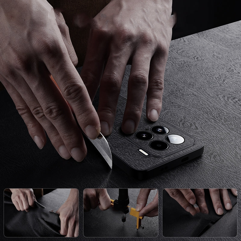 For-Xiaomi-15-Tree-Bark-Leather-Shockproof-Phone-Case(Black)