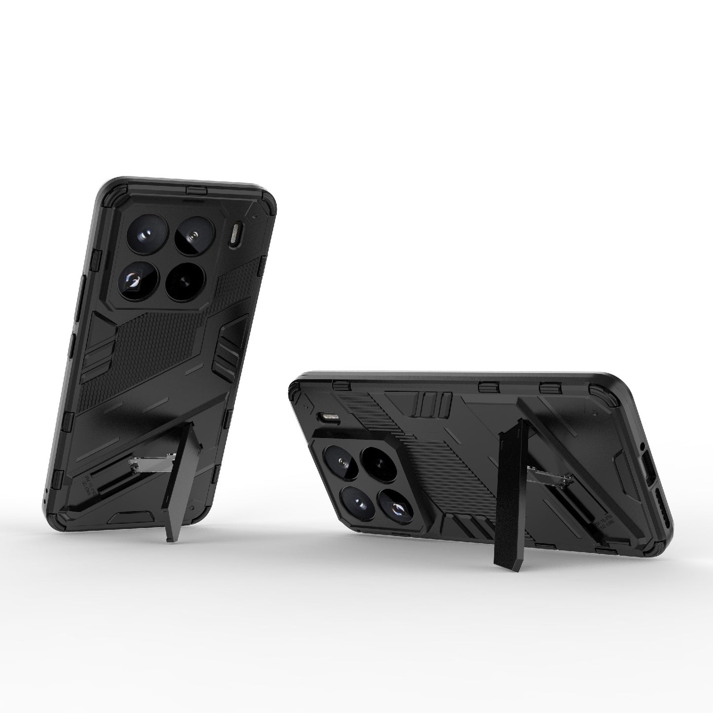 For-Xiaomi-15-Pro-5G-Punk-Armor-2-in-1-PC-+-TPU-Phone-Case-with-Holder(Black)