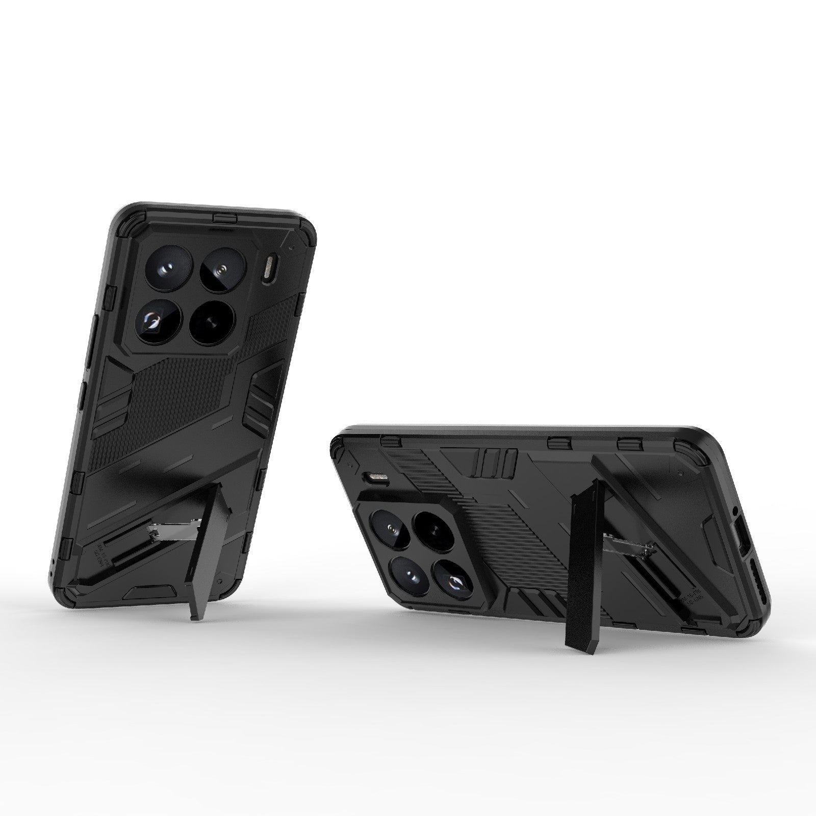 For-Xiaomi-15-Pro-5G-Punk-Armor-2-in-1-PC-+-TPU-Phone-Case-with-Holder(Black)