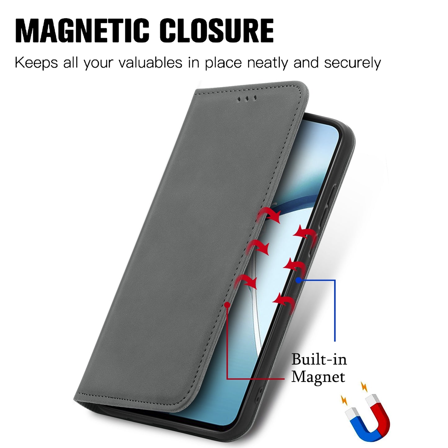 For-Xiaomi-15-Retro-Skin-Feel-Magnetic-Flip-Leather-Phone-Case(Gray)