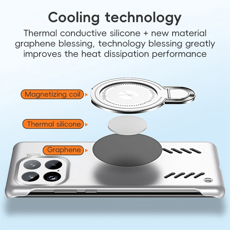 For-Xiaomi-15-Ice-Sense-Series-Graphene-Cooling-MagSafe-Holder-Phone-Case(Orange)