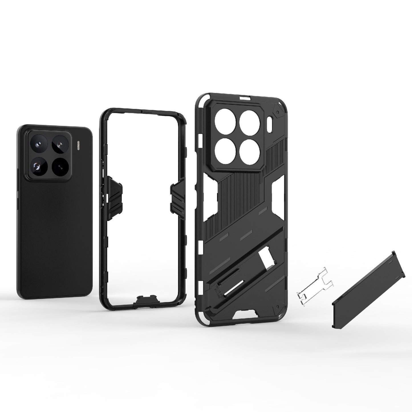 For-Xiaomi-15-Pro-5G-Punk-Armor-2-in-1-PC-+-TPU-Phone-Case-with-Holder(Black)
