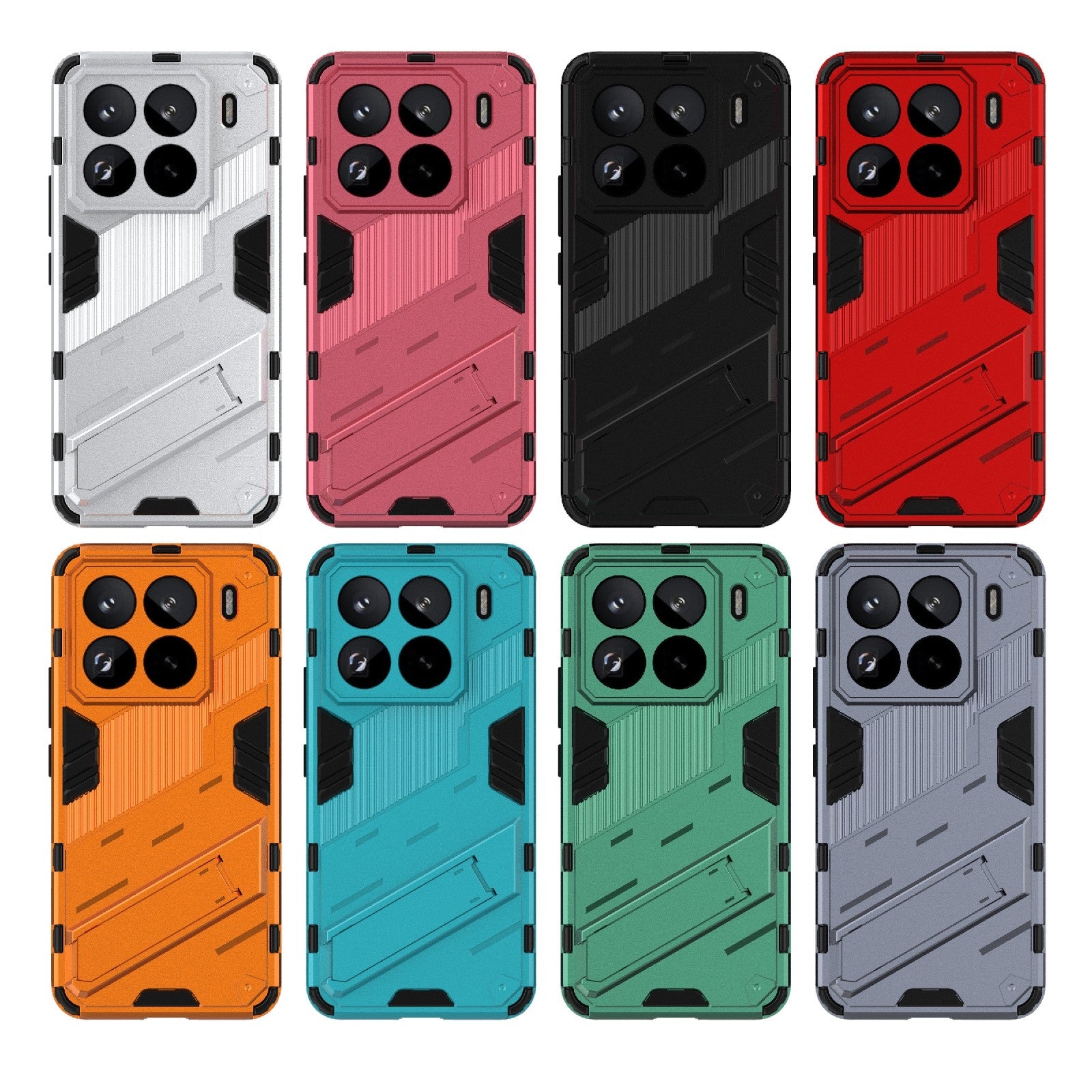 For-Xiaomi-15-Pro-5G-Punk-Armor-2-in-1-PC-+-TPU-Phone-Case-with-Holder(Black)