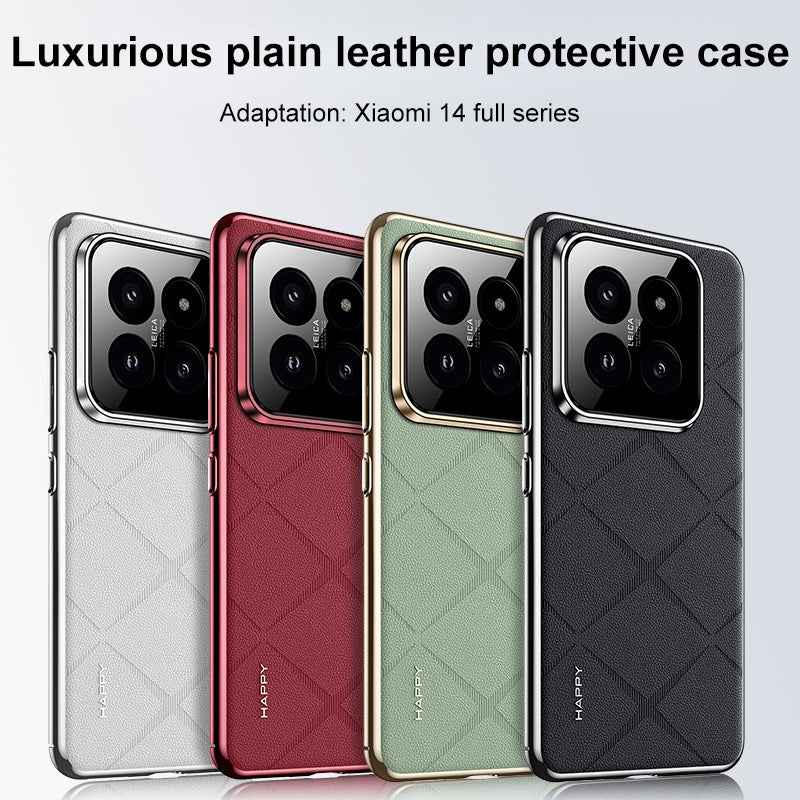 For-Xiaomi-15-Pro-Plain-Leather-PC-Phone-Case(Black)
