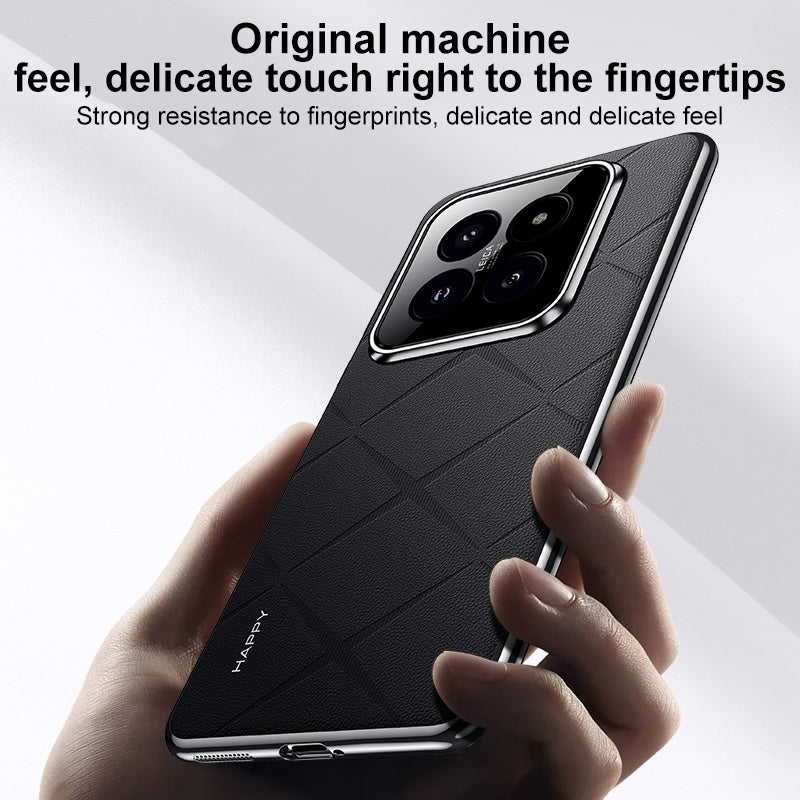 For-Xiaomi-15-Pro-Plain-Leather-PC-Phone-Case(Black)