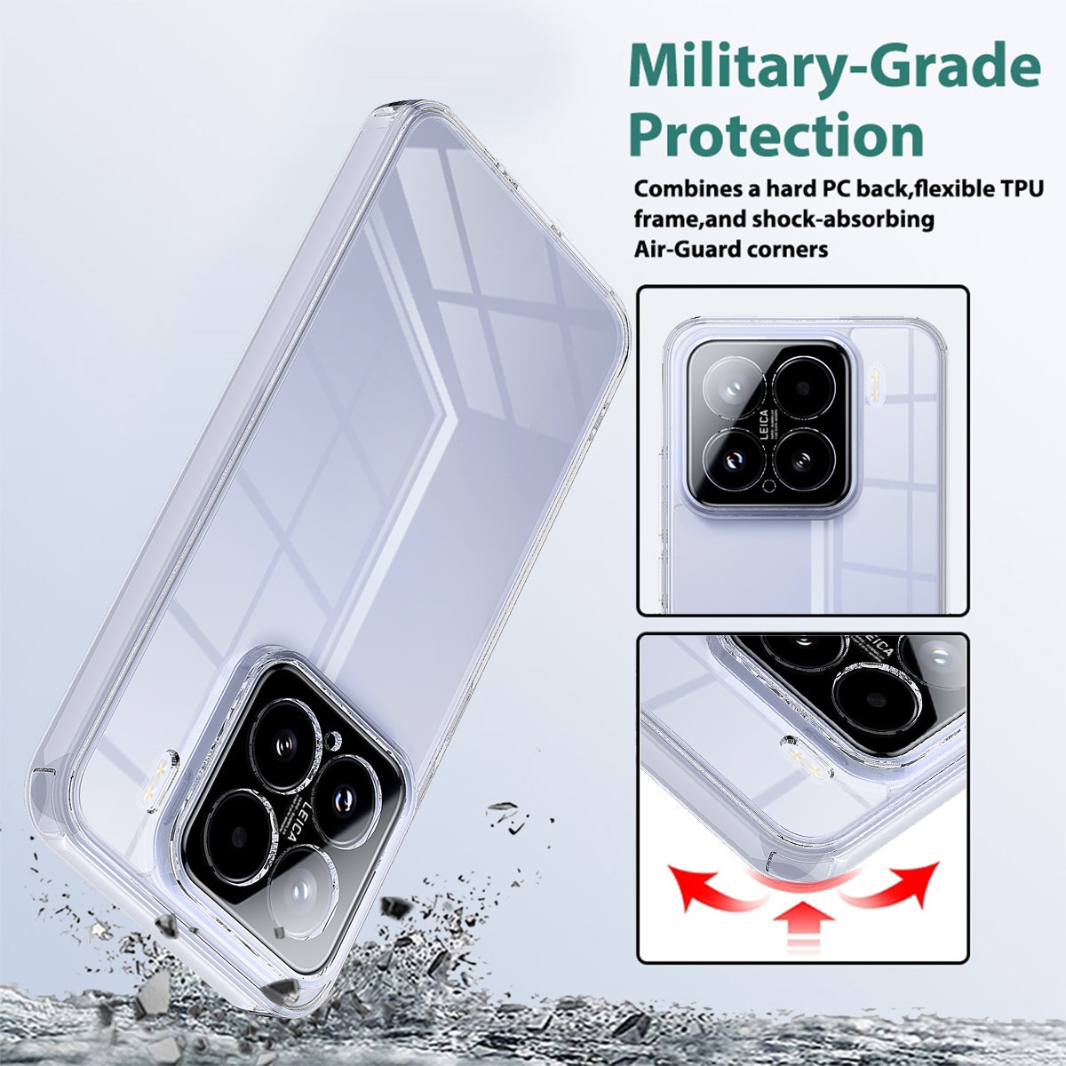 For-Xiaomi-15-Scratchproof-Acrylic-TPU-Phone-Case(Transparent)