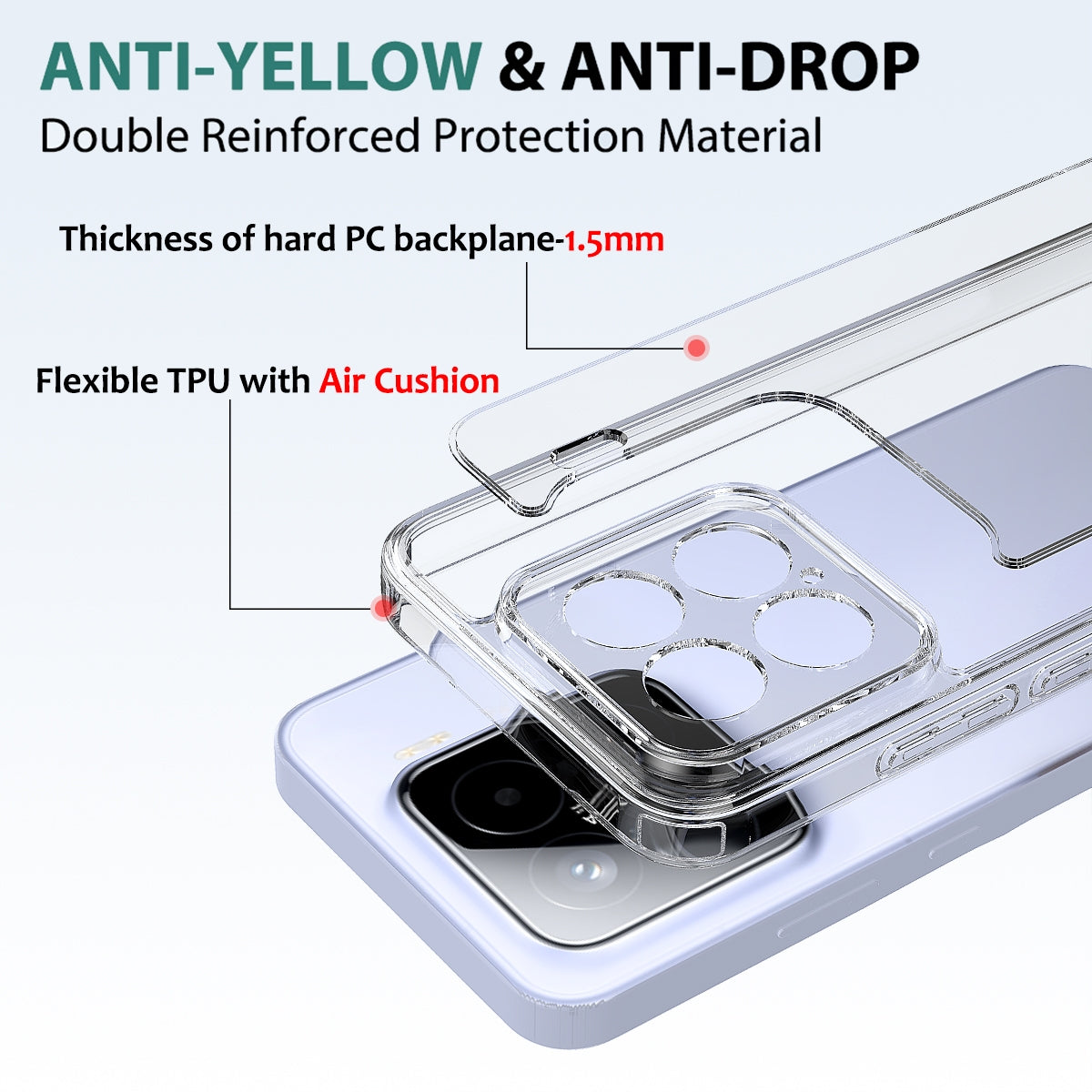 For-Xiaomi-15-Scratchproof-Acrylic-TPU-Phone-Case(Transparent)