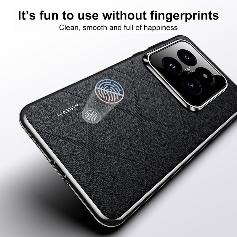 For-Xiaomi-15-Pro-Plain-Leather-PC-Phone-Case(Black)