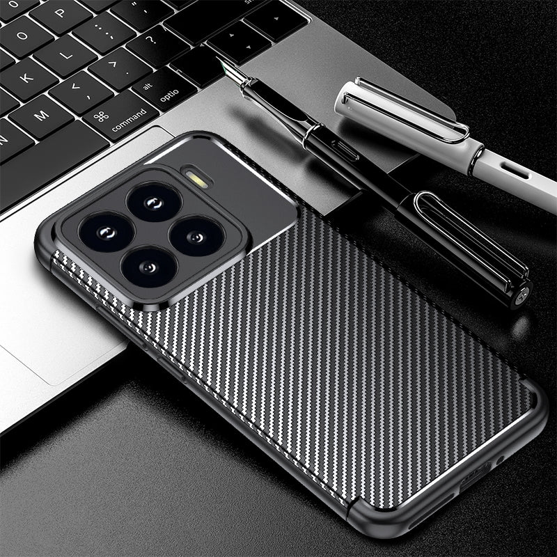 For-Xiaomi-15-Carbon-Fiber-Texture-Shockproof-TPU-Phone-Case(Black)