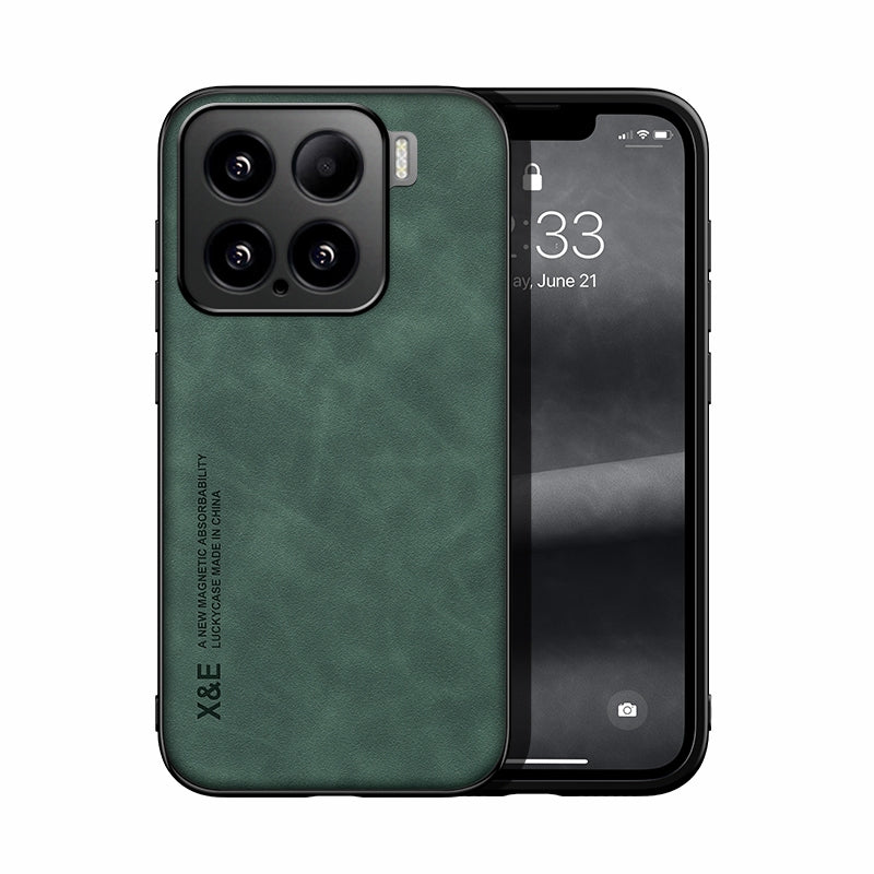 For-Xiaomi-15-Skin-Feel-Magnetic-Leather-Back-Phone-Case(Green)