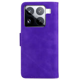 For-Xiaomi-15-Pro-Skin-Feel-Pure-Color-Flip-Leather-Phone-Case(Purple)