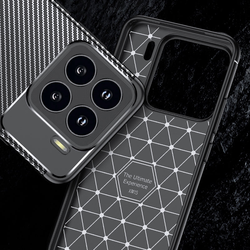 For-Xiaomi-15-Carbon-Fiber-Texture-Shockproof-TPU-Phone-Case(Black)