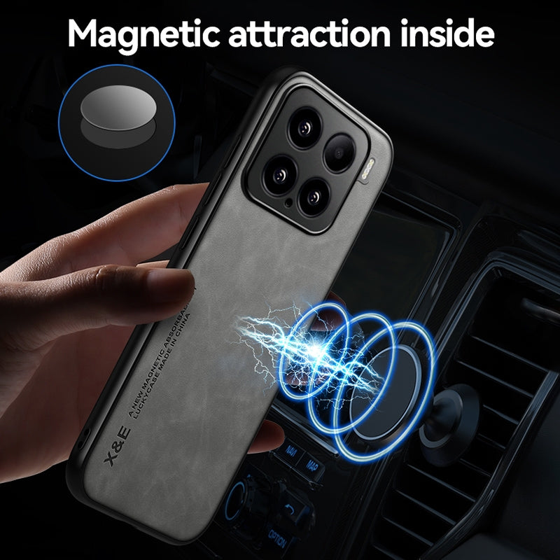 For-Xiaomi-15-Skin-Feel-Magnetic-Leather-Back-Phone-Case(Green)