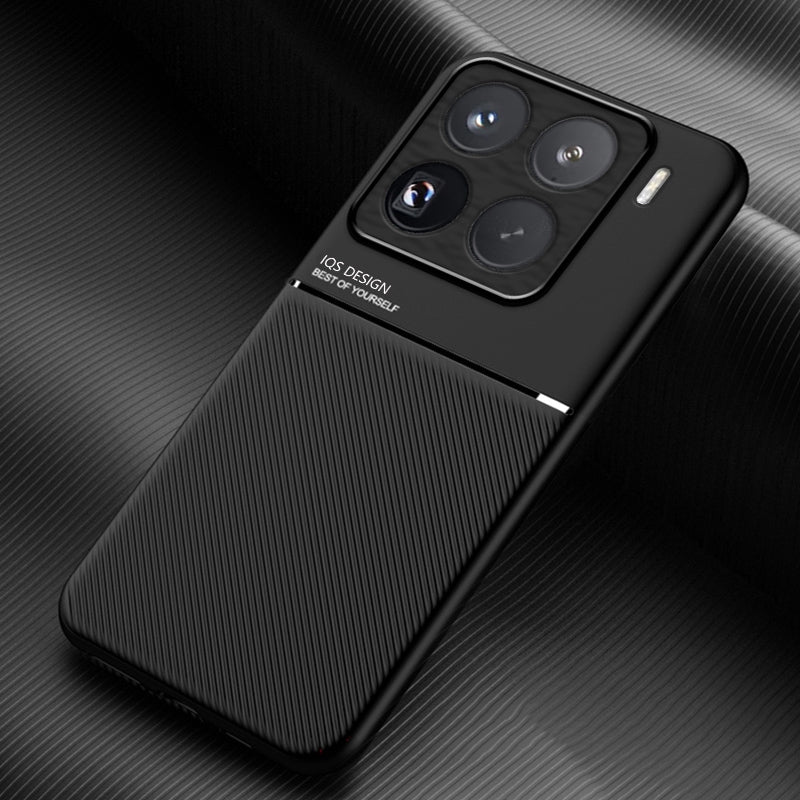 For-Xiaomi-15-Pro-Classic-Tilt-Strip-Grain-Magnetic-PC-Hybrid-TPU-Phone-Case(Black)