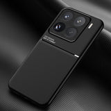 For-Xiaomi-15-Pro-Classic-Tilt-Strip-Grain-Magnetic-PC-Hybrid-TPU-Phone-Case(Black)