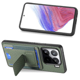 For-Xiaomi-15-Carbon-Fiber-Fold-Stand-Elastic-Card-Bag-Phone-Case(Green)
