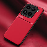 For-Xiaomi-15-Classic-Tilt-Strip-Grain-Magnetic-PC-Hybrid-TPU-Phone-Case(Red)