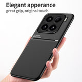 For-Xiaomi-15-Classic-Tilt-Strip-Grain-Magnetic-PC-Hybrid-TPU-Phone-Case(Red)