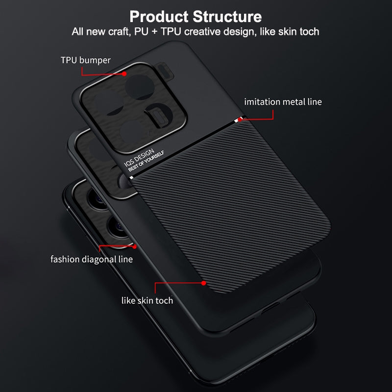 For-Xiaomi-15-Classic-Tilt-Strip-Grain-Magnetic-PC-Hybrid-TPU-Phone-Case(Red)