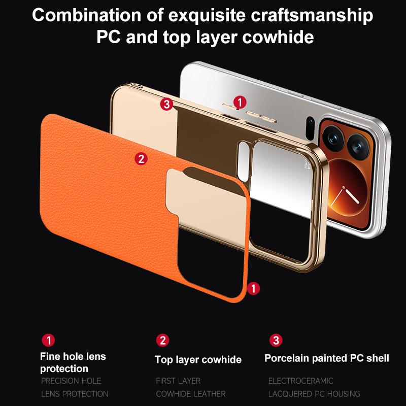 For-Xiaomi-15-Pro-Genuine-Leather-PC-Phone-Case(Green)