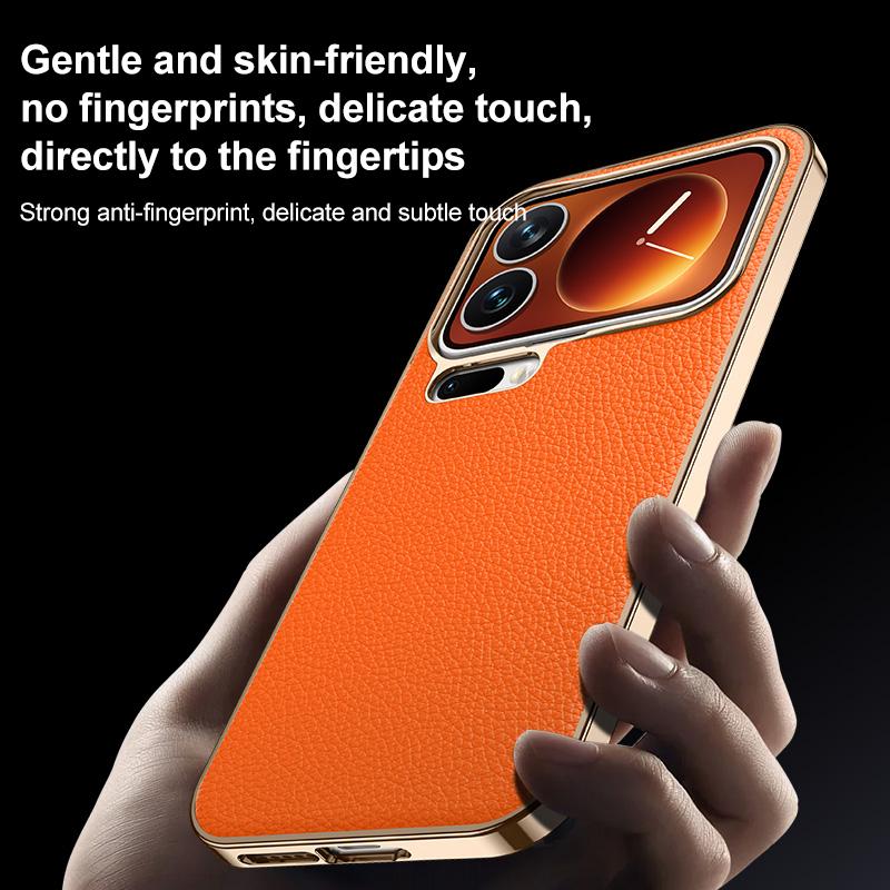 For-Xiaomi-15-Genuine-Leather-PC-Phone-Case(Black)