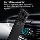 For-Xiaomi-15-Classic-Tilt-Strip-Grain-Magnetic-PC-Hybrid-TPU-Phone-Case(Red)