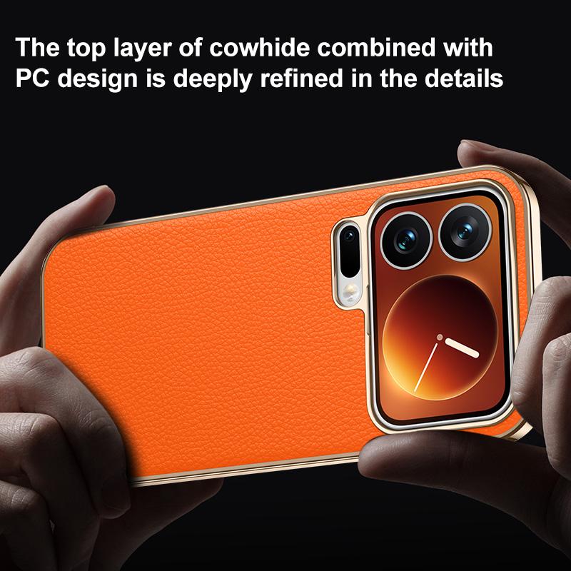 For-Xiaomi-15-Pro-Genuine-Leather-PC-Phone-Case(Green)