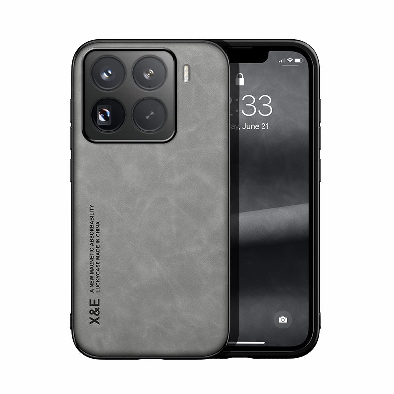 For-Xiaomi-15-Pro-Skin-Feel-Magnetic-Leather-Back-Phone-Case(Light-Grey)