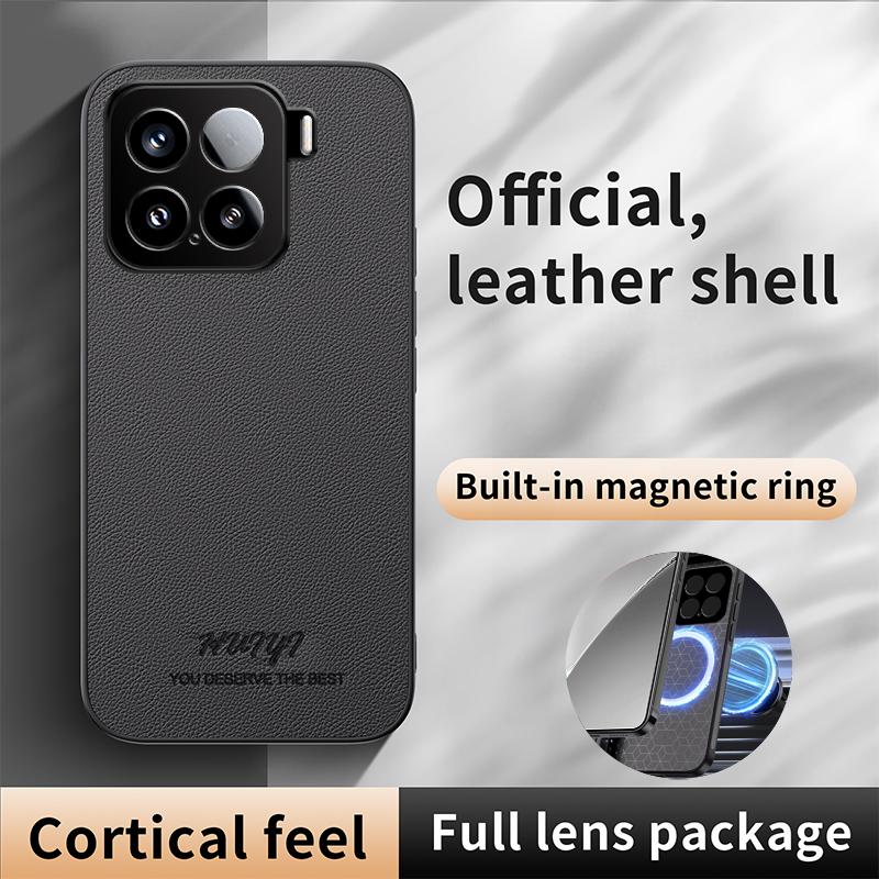 For-Xiaomi-15-HUIYI-Leather-Magnetic-Phone-Case(Brown)
