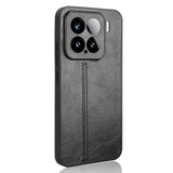 For-Xiaomi-15-Cow-Pattern-Sewing-Back-Cover-Phone-Case(Black)