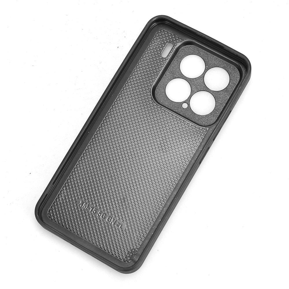 For-Xiaomi-15-Cow-Pattern-Sewing-Back-Cover-Phone-Case(Black)