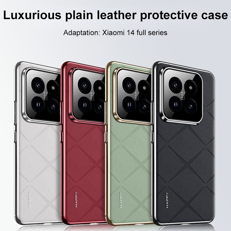 For-Xiaomi-15-Plain-Leather-PC-Phone-Case(Black)
