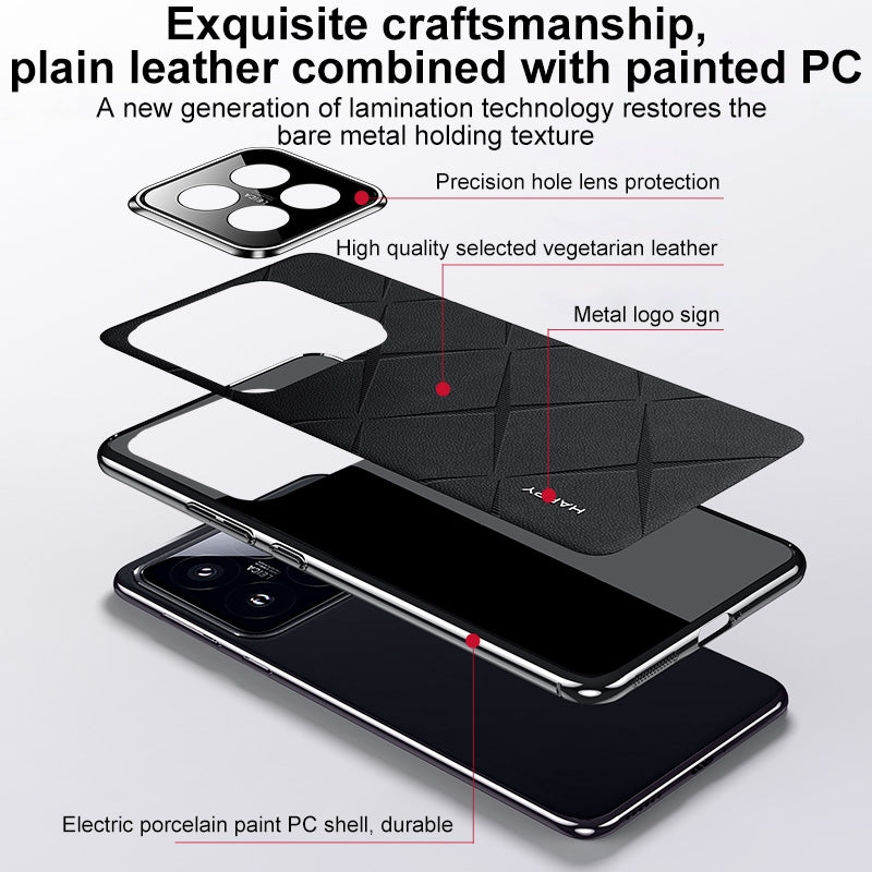 For-Xiaomi-15-Plain-Leather-PC-Phone-Case(Black)
