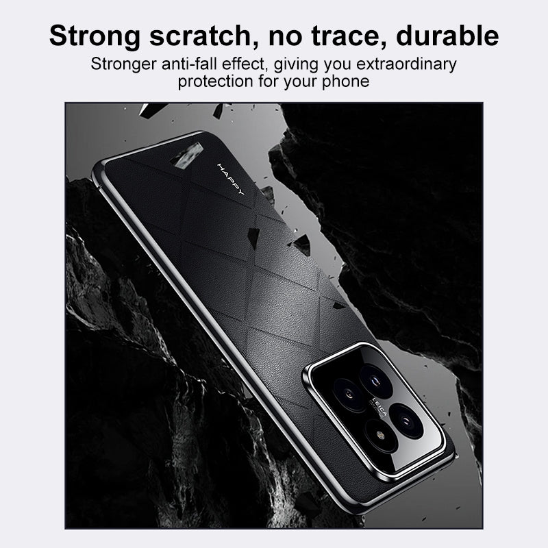 For-Xiaomi-15-Plain-Leather-PC-Phone-Case(Black)