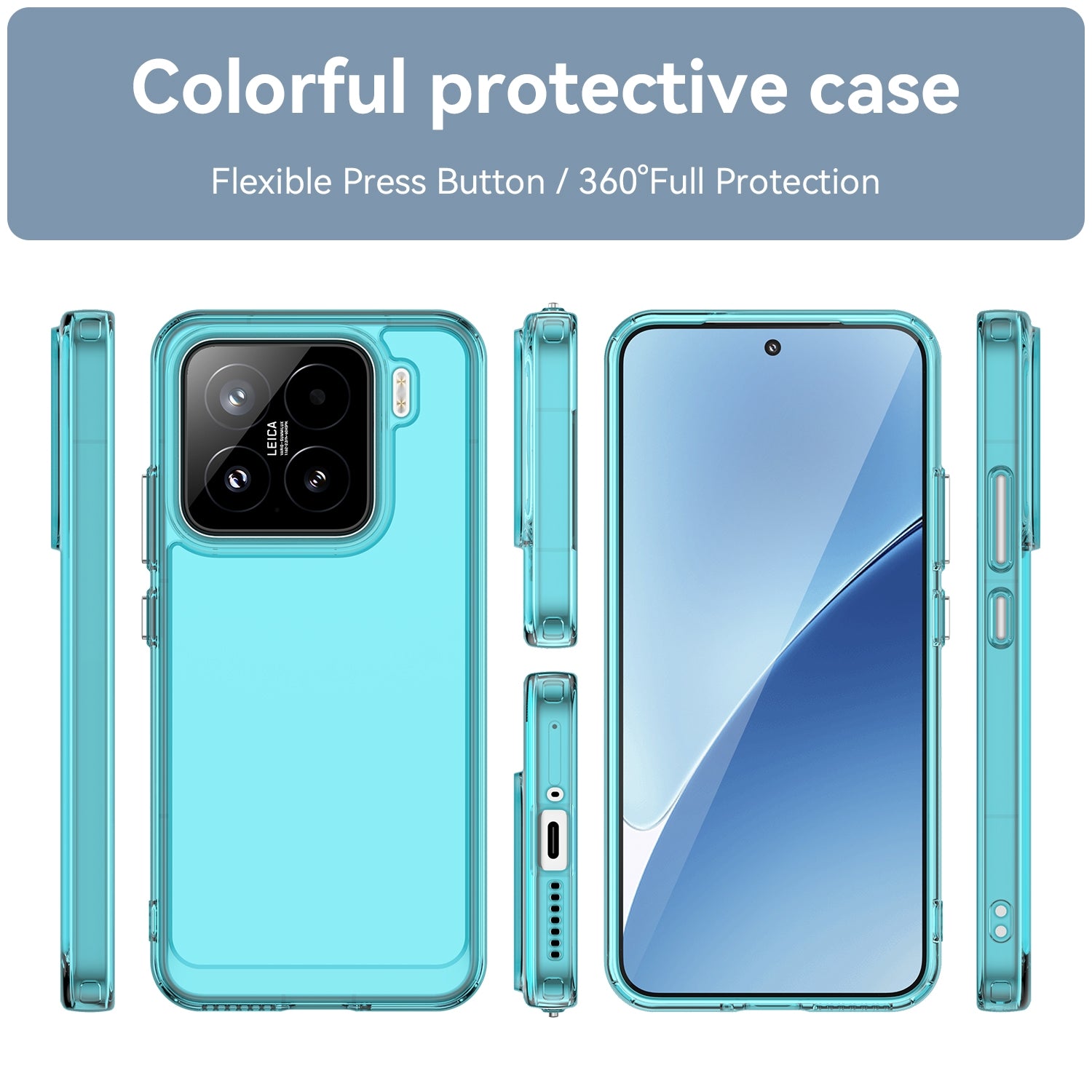 For-Xiaomi-15-Candy-Series-TPU-Phone-Case(Transparent-Blue)