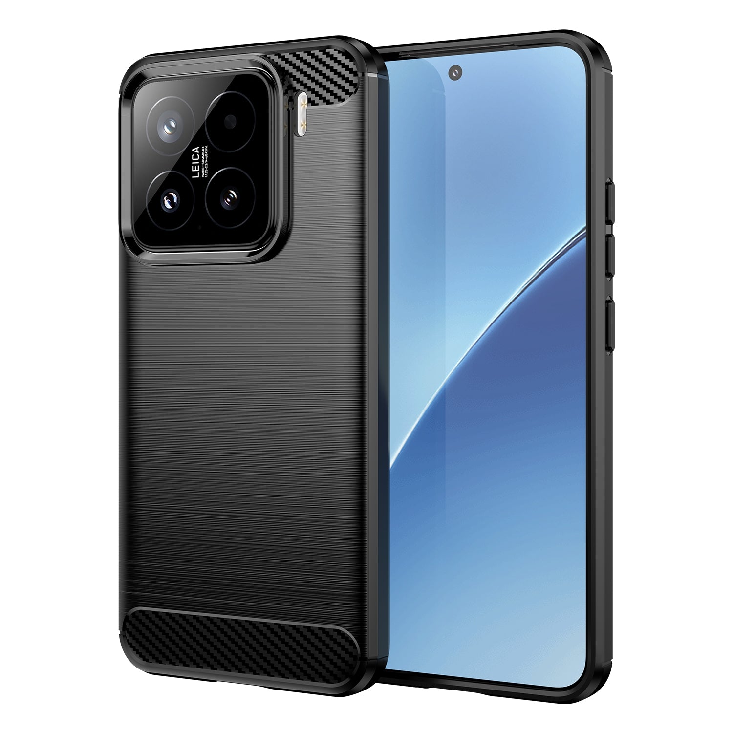 For-Xiaomi-15-Carbon-Fiber-Brushed-Texture-TPU-Phone-Case(Black)