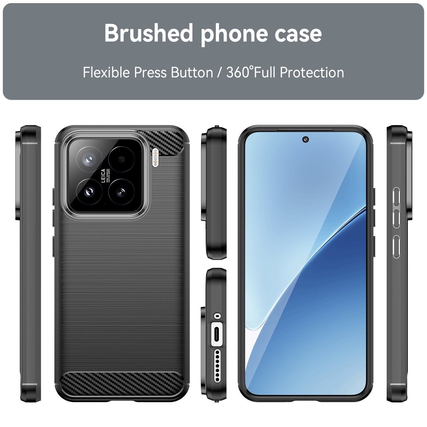 For-Xiaomi-15-Carbon-Fiber-Brushed-Texture-TPU-Phone-Case(Black)