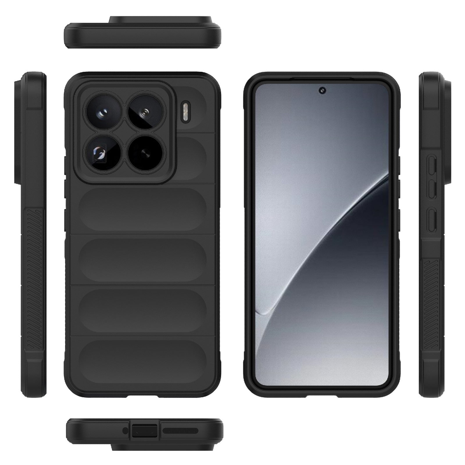For-Xiaomi-15-Pro-5G-Magic-Shield-TPU-+-Flannel-Phone-Case(Black)
