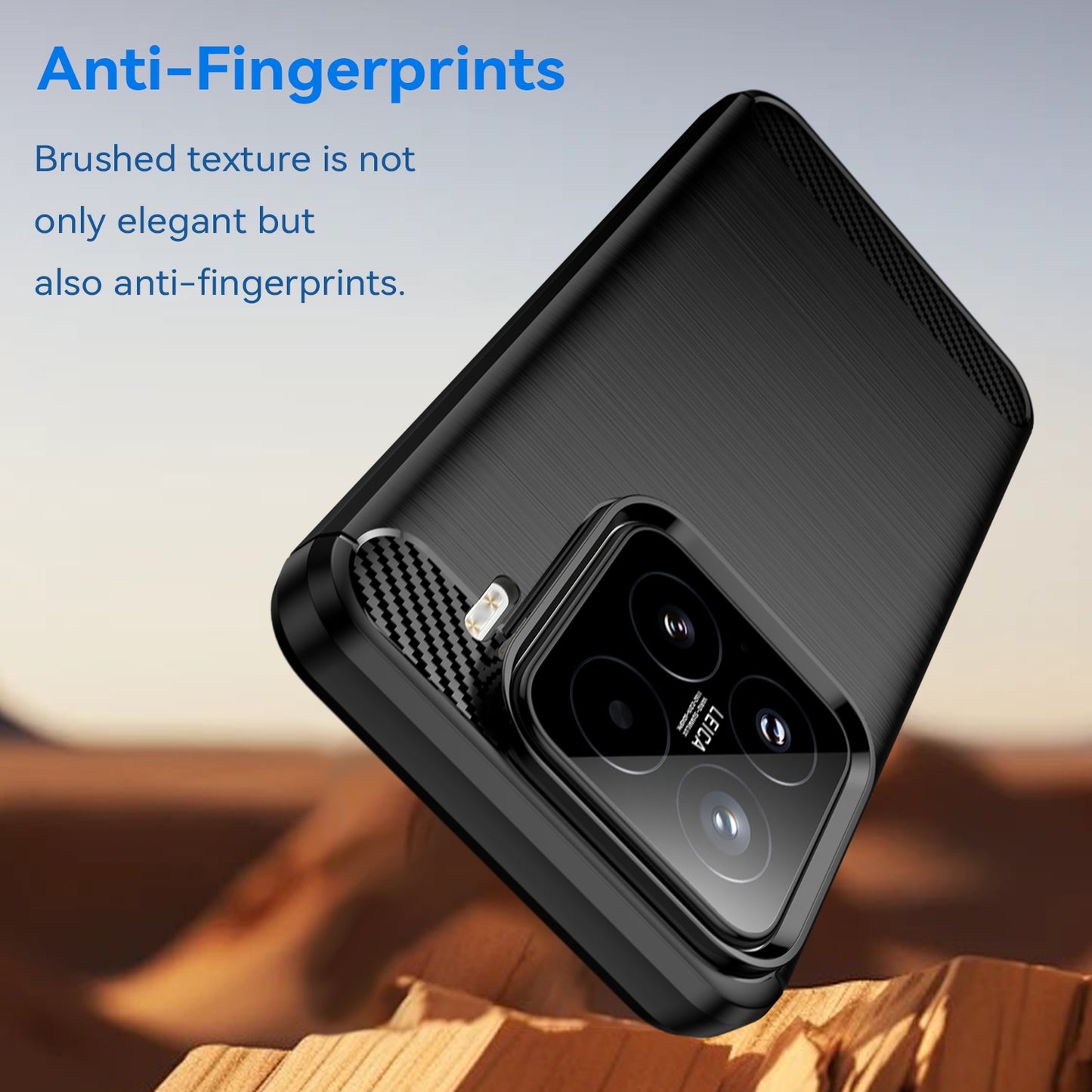 For-Xiaomi-15-Carbon-Fiber-Brushed-Texture-TPU-Phone-Case(Black)