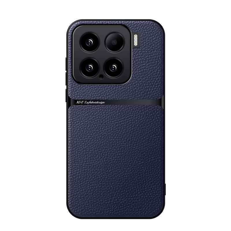 For-Xiaomi-15-Litchi-Leather-Magnetic-Full-Coverage-Shockproof-Phone-Case(Navy-Blue)
