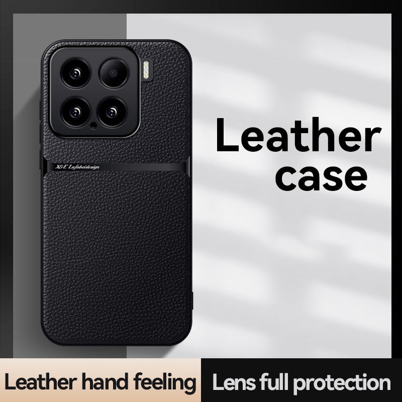 For-Xiaomi-15-Litchi-Leather-Magnetic-Full-Coverage-Shockproof-Phone-Case(Navy-Blue)