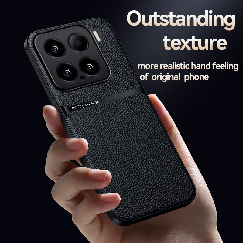 For-Xiaomi-15-Litchi-Leather-Magnetic-Full-Coverage-Shockproof-Phone-Case(Navy-Blue)