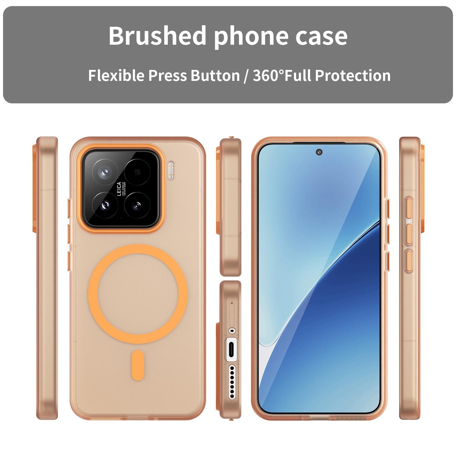 For-Xiaomi-15-MagSafe-Frosted-Translucent-TPU-+-PC-Full-Coverage-Phone-Case(Orange)