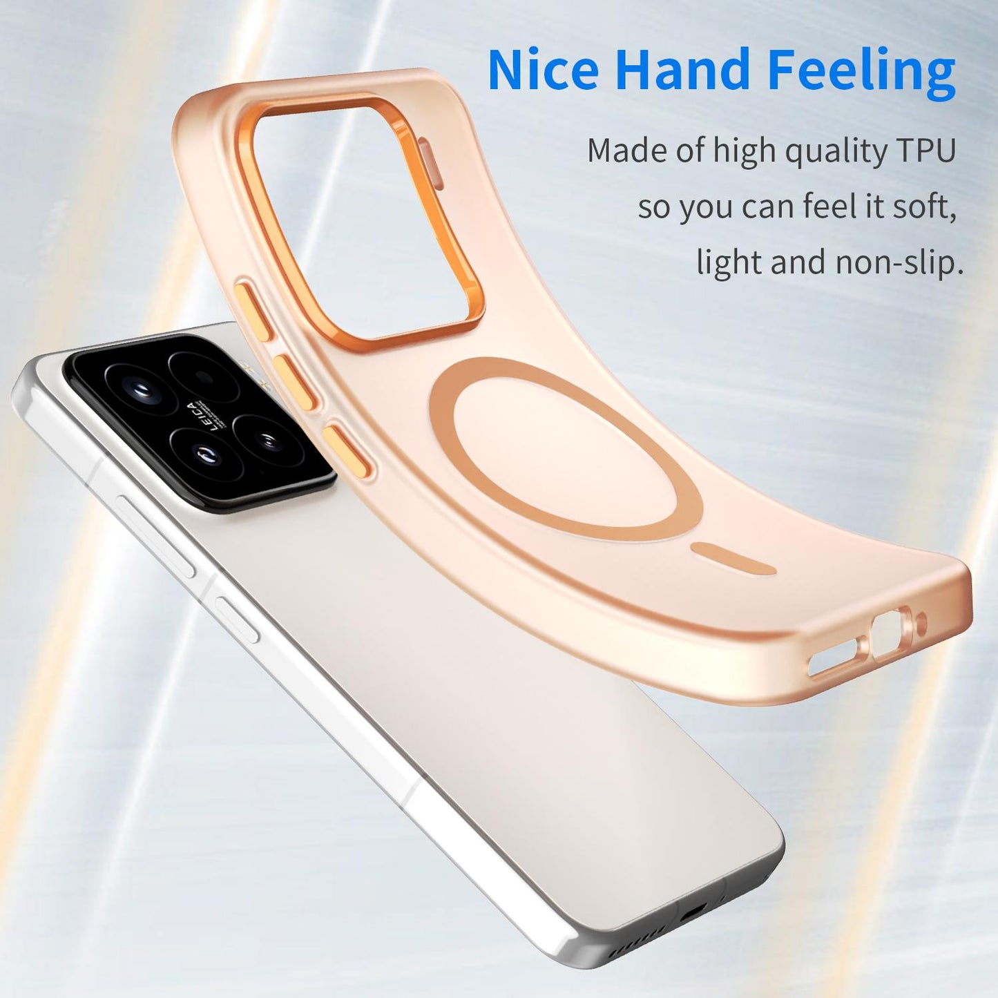 For-Xiaomi-15-MagSafe-Frosted-Translucent-TPU-+-PC-Full-Coverage-Phone-Case(Orange)