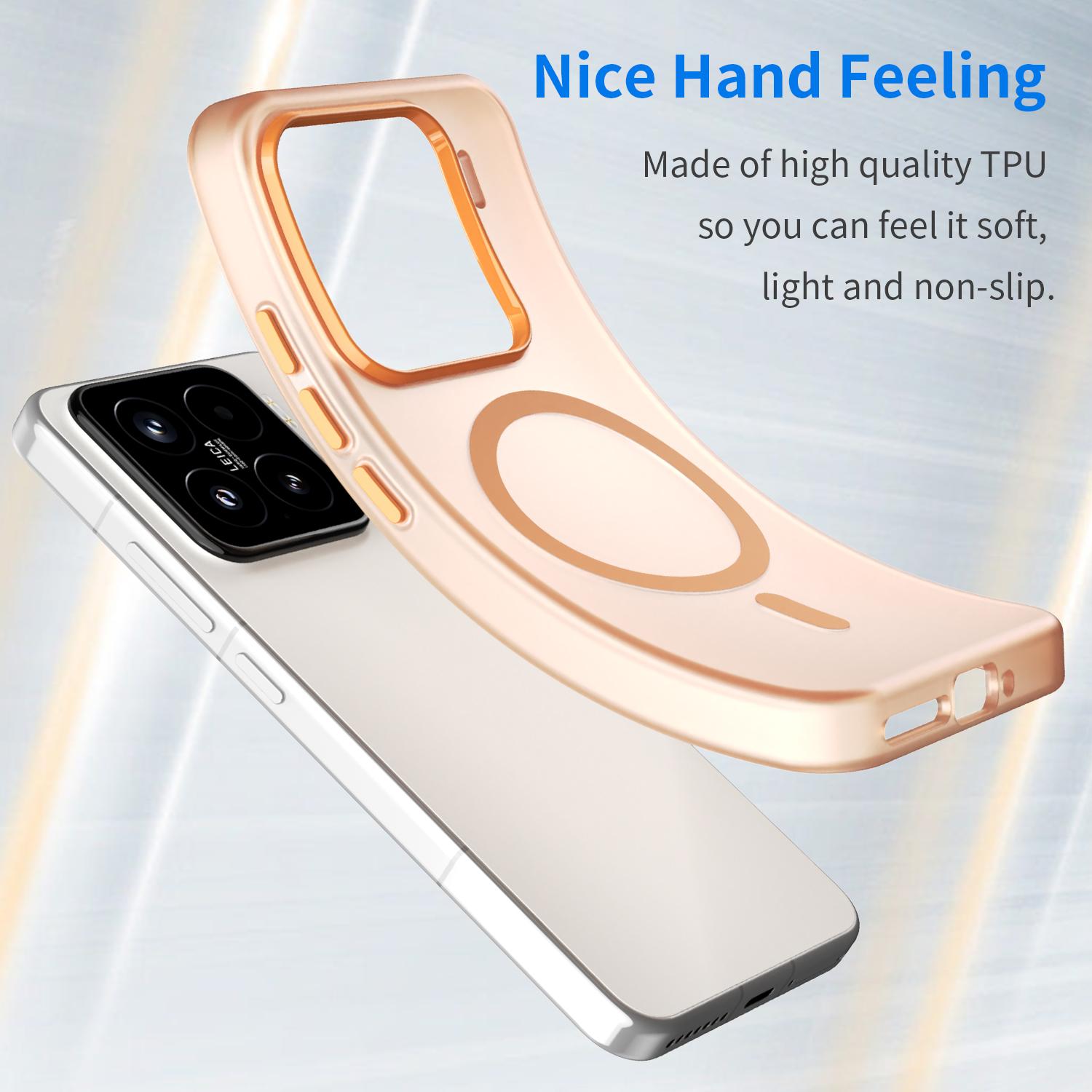 For-Xiaomi-15-MagSafe-Frosted-Translucent-TPU-+-PC-Full-Coverage-Phone-Case(Orange)