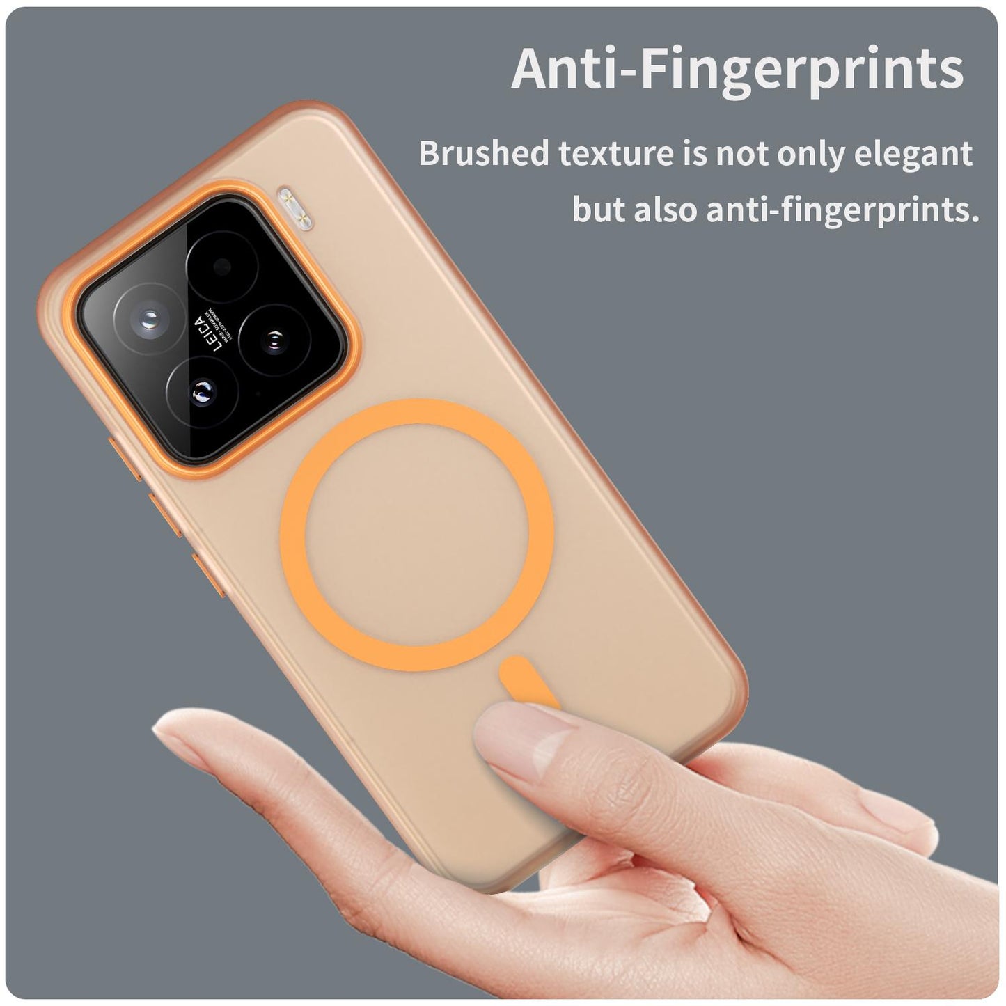 For-Xiaomi-15-MagSafe-Frosted-Translucent-TPU-+-PC-Full-Coverage-Phone-Case(Orange)