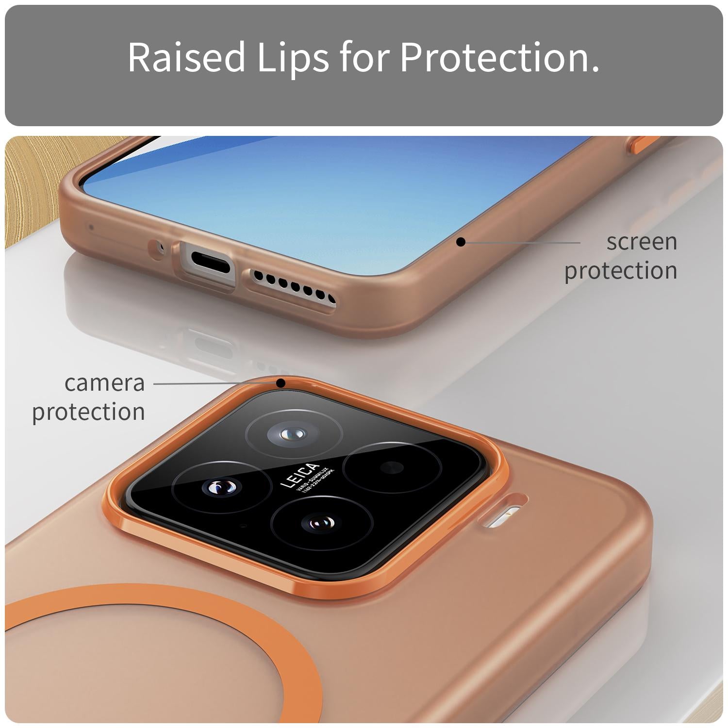 For-Xiaomi-15-MagSafe-Frosted-Translucent-TPU-+-PC-Full-Coverage-Phone-Case(Orange)